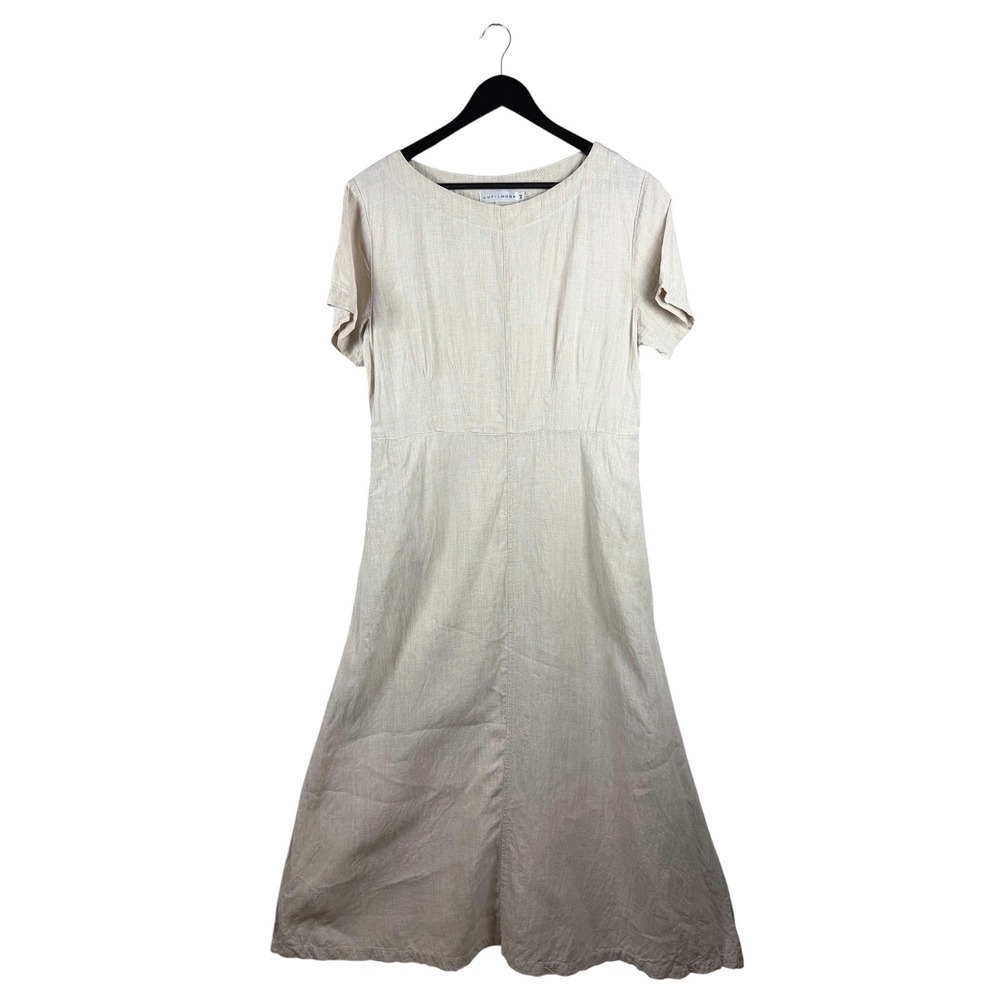 Cut Loose Solid Tan Linen Relaxed Maxi Women's Dress Sz M